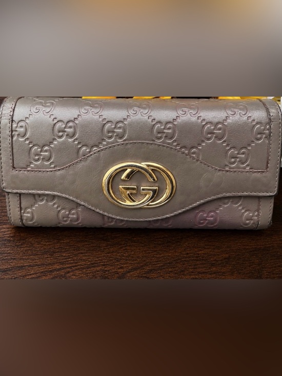 Gucci Handbags - Vintage Gucci Guccissima Taupe Leather Continental Wallet GG Logo Italy